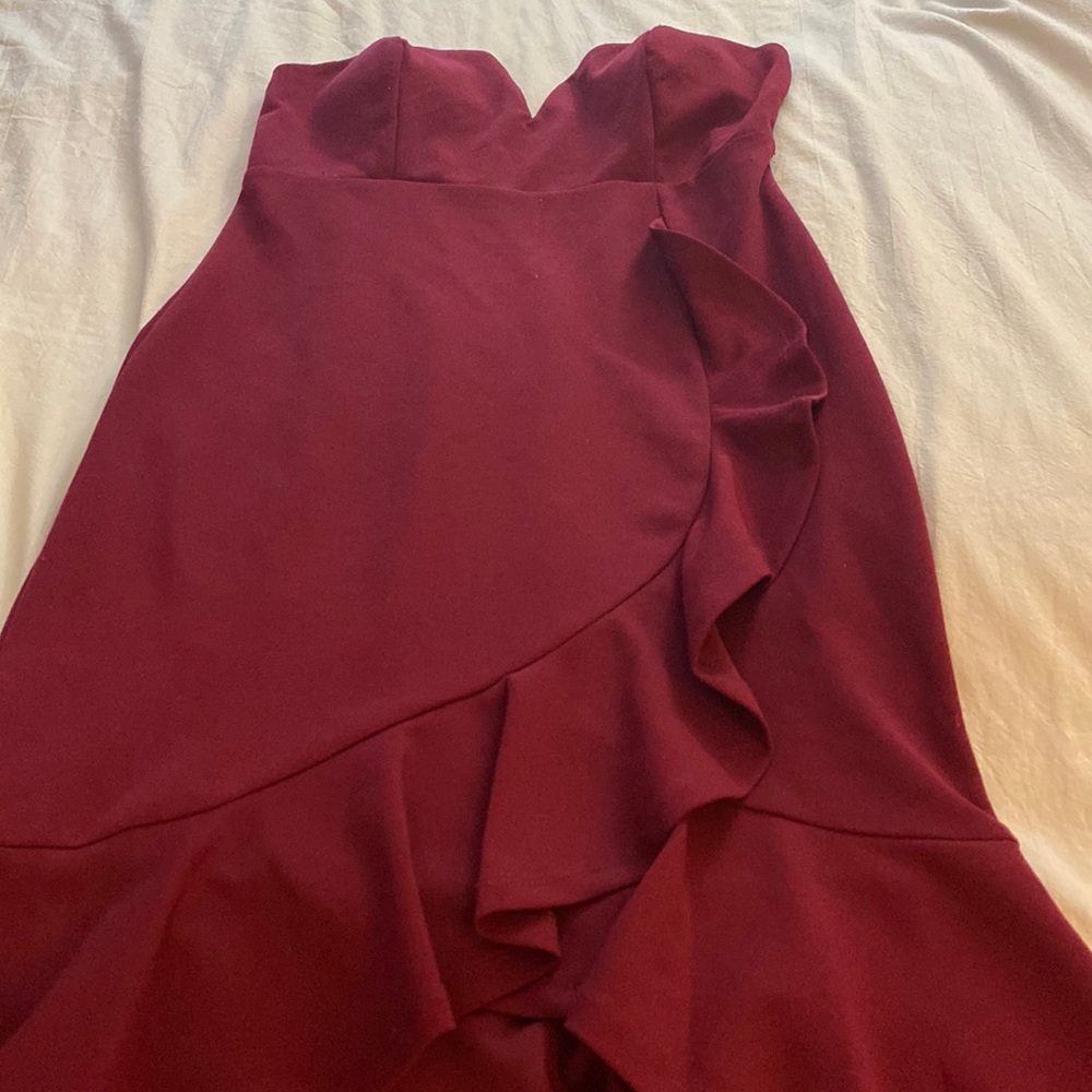 Strapless midi dress burgundy